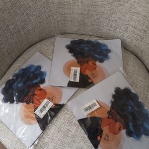 Blue Curly Hair Woman Art Mousepad (Set)